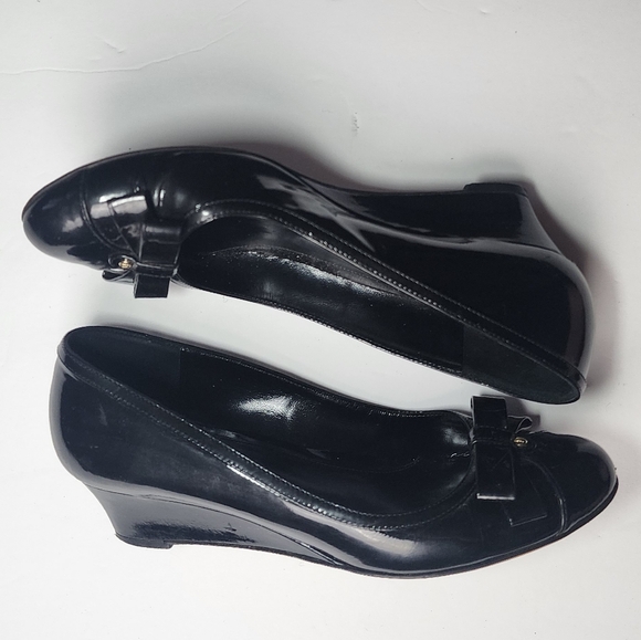 Vintage Fendi Wedge Heels Womems Size 7 Black patent leather - Picture 4 of 11
